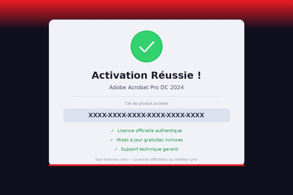 Activation réussie Adobe Acrobat Pro DC 2024 — Licence officielle fast-licenses.com