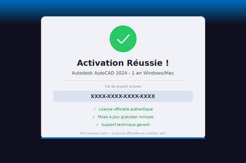 Activation réussie Autodesk AutoCAD 2024 - 1 an Windows/Mac — Licence officielle fast-licenses.com